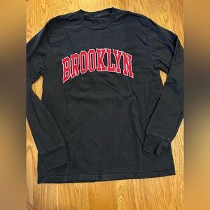 John Galt Brandy Melville Long Sleeve T Shirt Brooklyn New York Tee Black OS